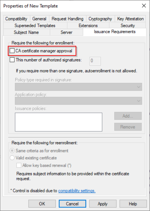 Edit Issuance Requirements